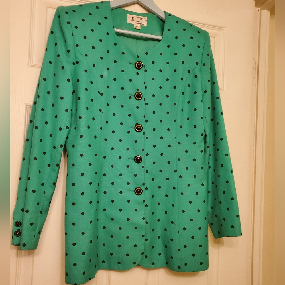 Vintage Braemar by Jeremy Scott - Green Polka Dot Blazer - Size 8
